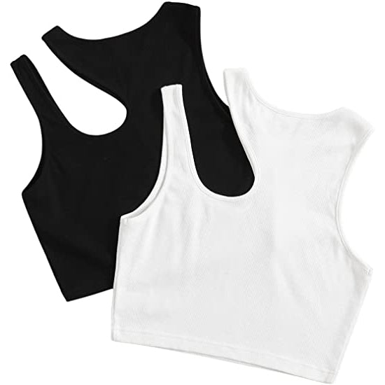 2-Pack: Women's Cropped Knit Tank Top Women's Tops - DailySale