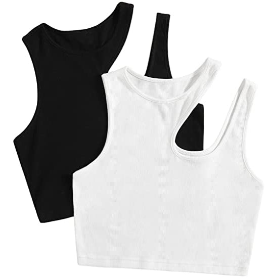 2-Pack: Women's Cropped Knit Tank Top Women's Tops S - DailySale