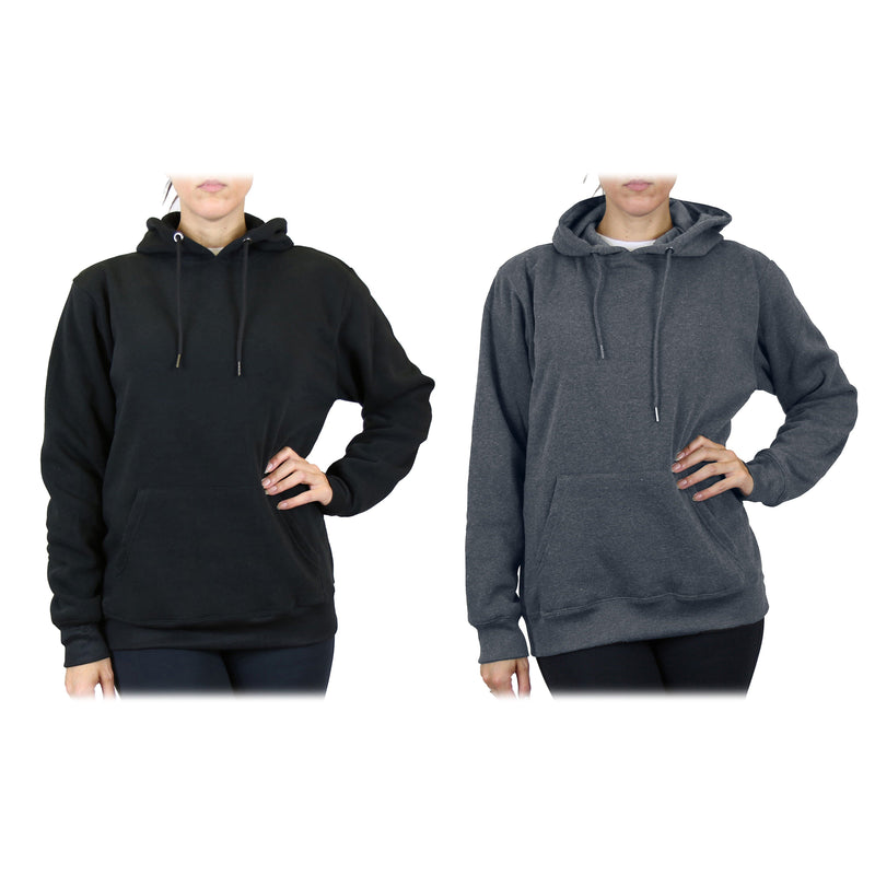 2-Pack: Women’s Fleece Pullover Hoodie - Assorted Color Sets Women's Clothing Charcoal/Black S - DailySale