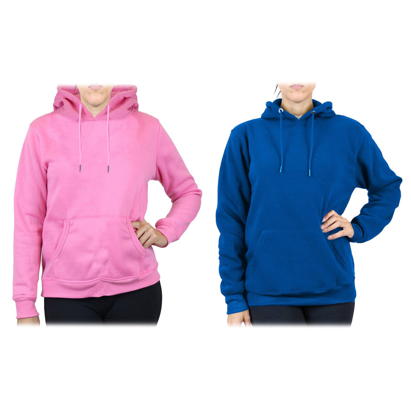 2-Pack: Women’s Fleece Pullover Hoodie - Assorted Color Sets Women's Clothing Pink/Medium Blue S - DailySale