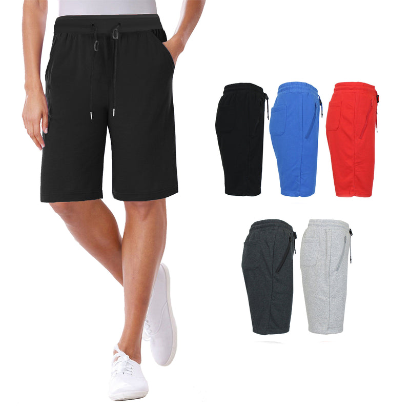 2-Pack: Women's French Terry Zipper Pockets Jogger Sweat Lounge Shorts Women's Clothing - DailySale