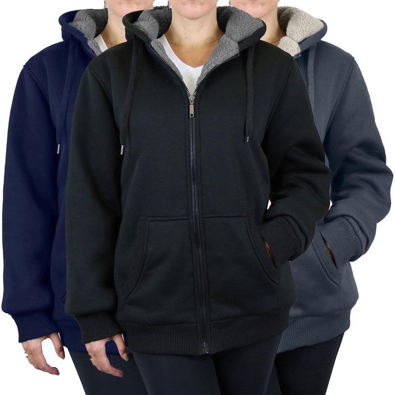 2-Pack: Women's Heavyweight Loose Fitting Sherpa Fleece-Lined Hoodie Sweater Women's Clothing - DailySale