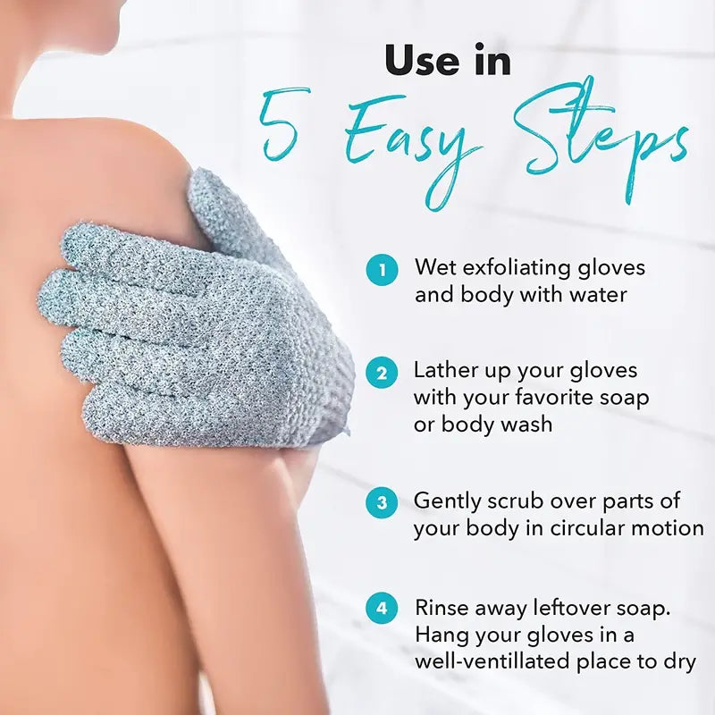 2-Pair: Exfoliating Bath Gloves Bath - DailySale