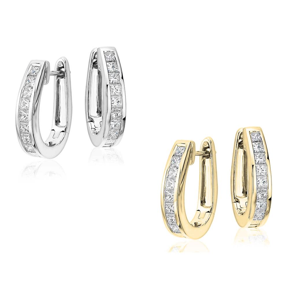 2-Pair: Oval Crystal Hoop Earrings Earrings - DailySale