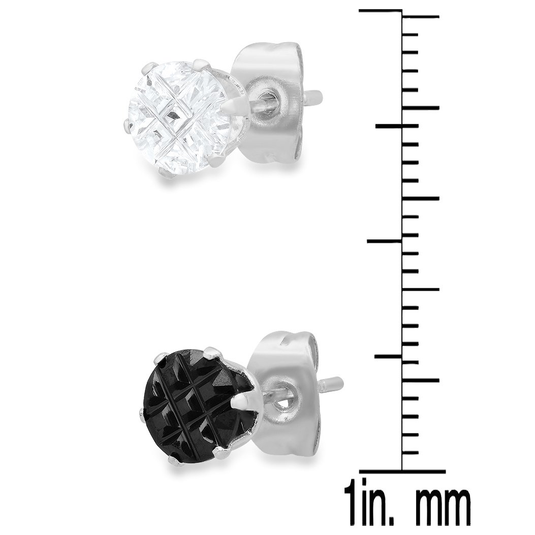 2-Pair: Stainless Steel Cubic Zirconia Diamond Cut Stud Earrings Set Earrings - DailySale