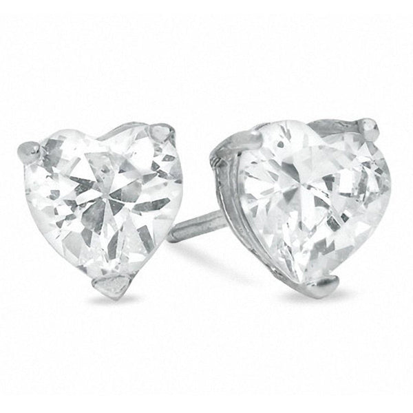 2-Pairs: 6mm Heart-Shaped Cubic Zirconia Stud Earrings Earrings - DailySale