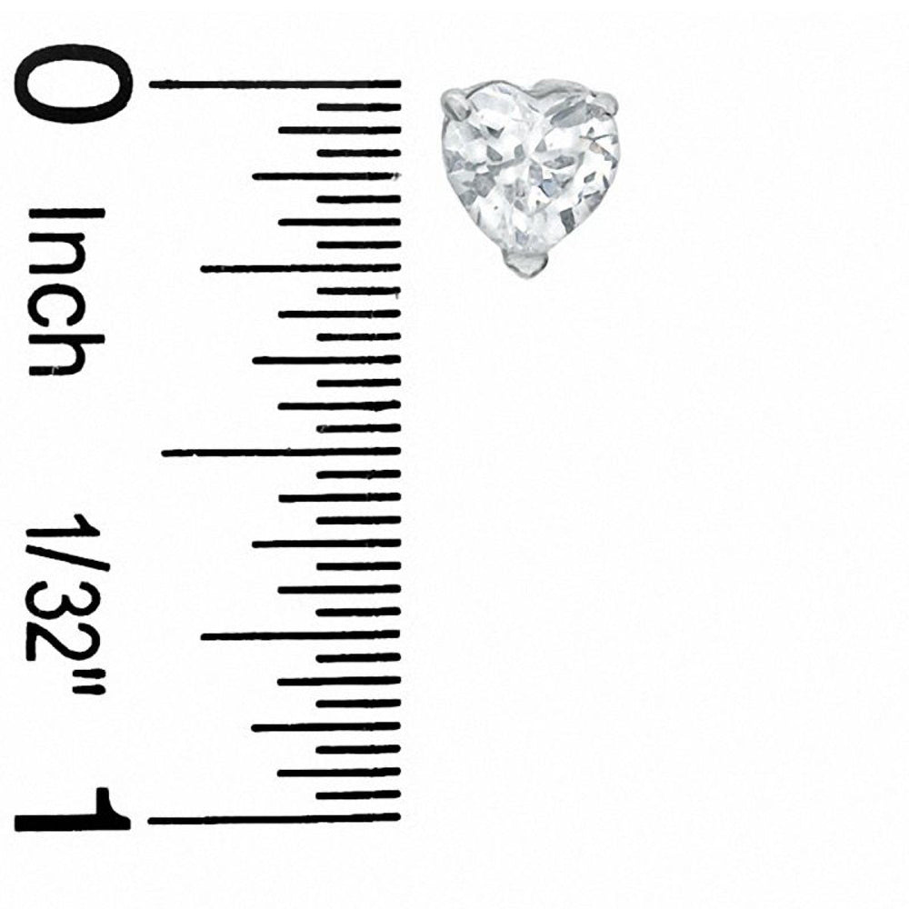 2-Pairs: 6mm Heart-Shaped Cubic Zirconia Stud Earrings Earrings - DailySale