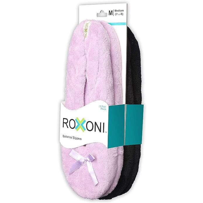 2-Pairs: Roxoni Women's Terry Classic Cotton & Velour Ballerina Slippers Women's Shoes & Accessories - DailySale