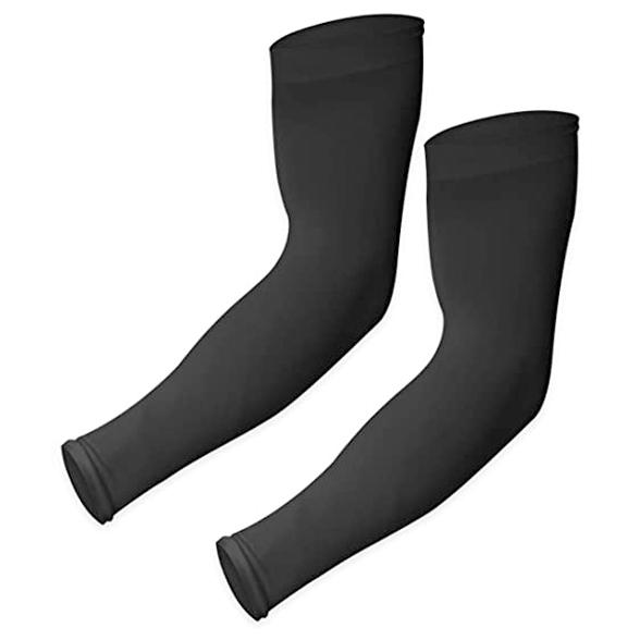 2-Pairs: UV Sun Protection Compression Arm Sleeves Sports & Outdoors Black - DailySale