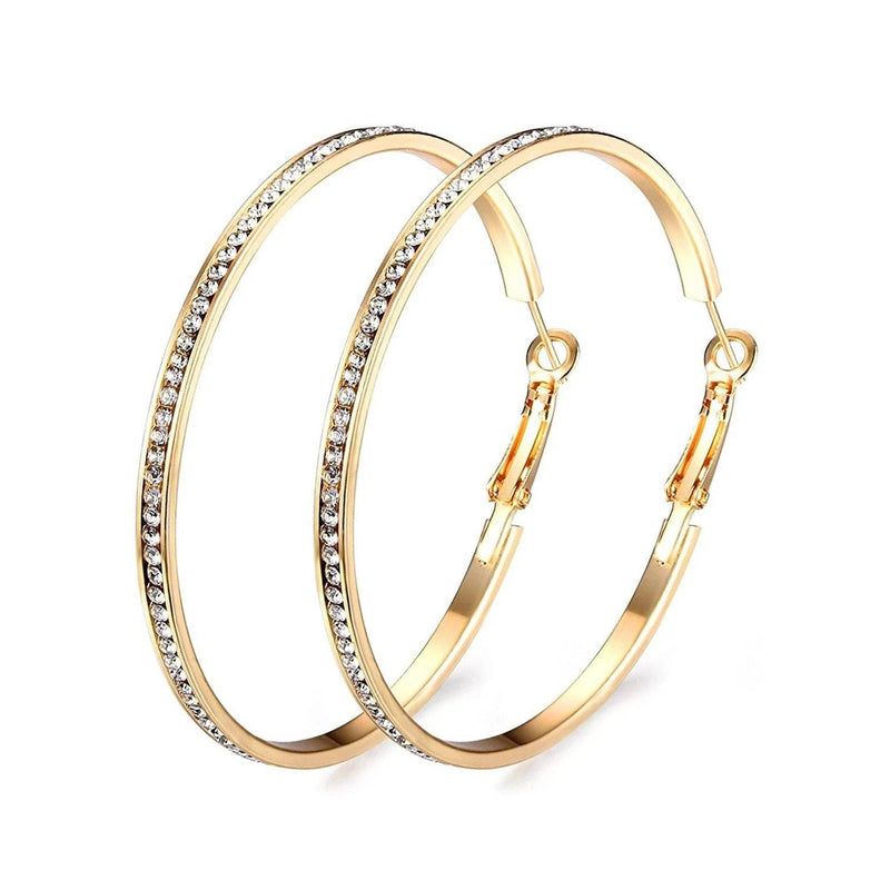 2" Pave Hoop Earring with Swarovski Crystals in 18K White Gold Plated