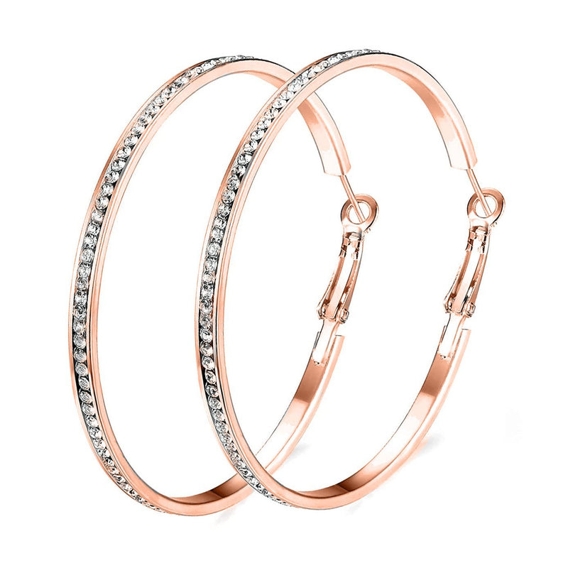 2" Pave Hoop Earring with Swarovski Crystals in 18K White Gold Plated
