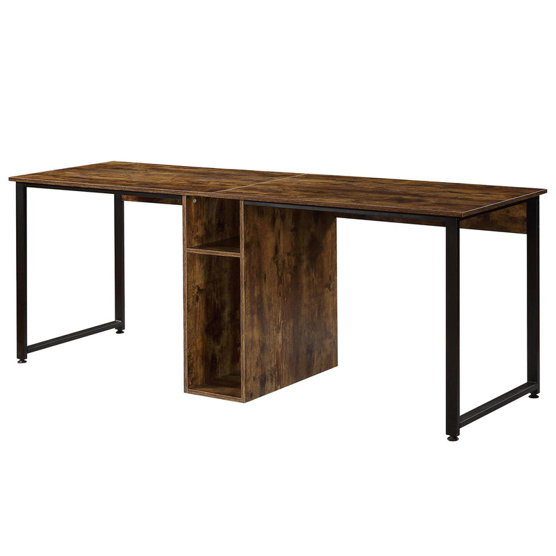 2-Person Metal Desk with Open Shelves Furniture & Decor Brown - DailySale