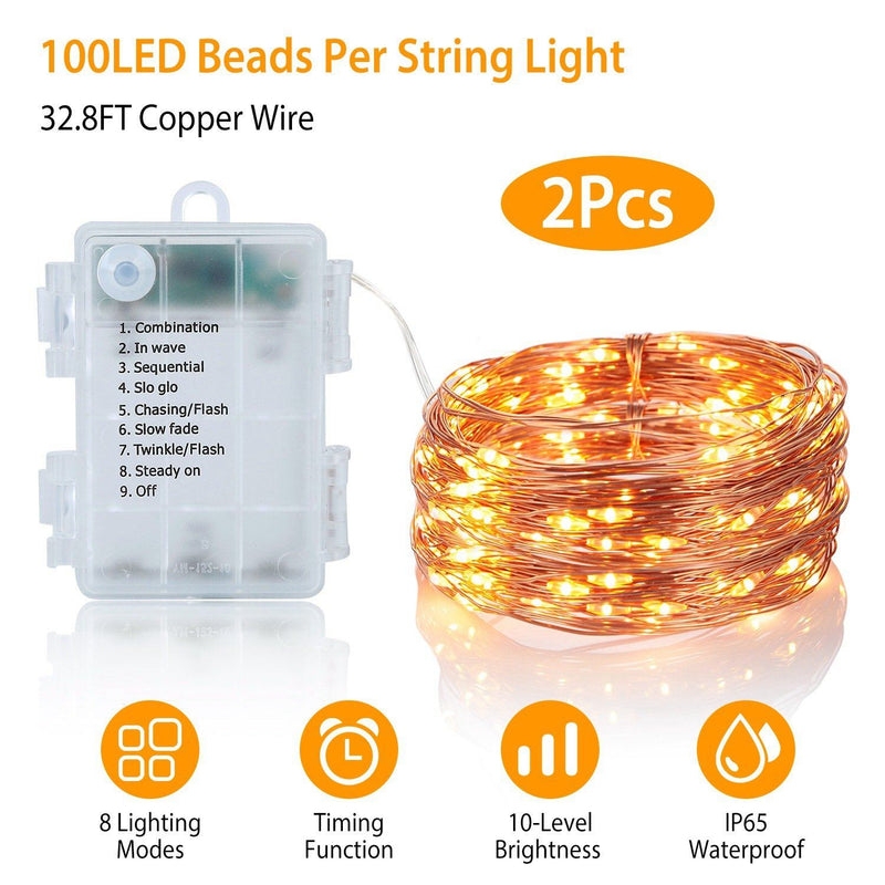 2-Piece: 100LED Beads String Lights