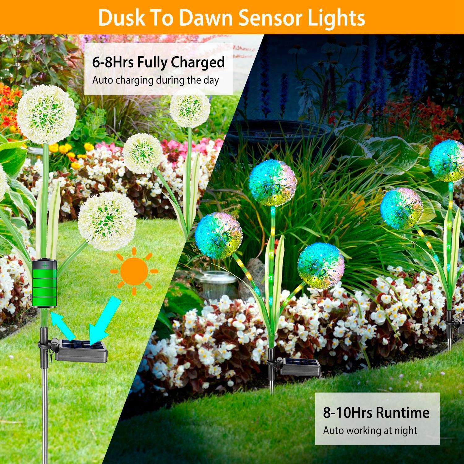 2-Piece: 36 LED Dandelion Solar Lights Outdoor Lighting - DailySale