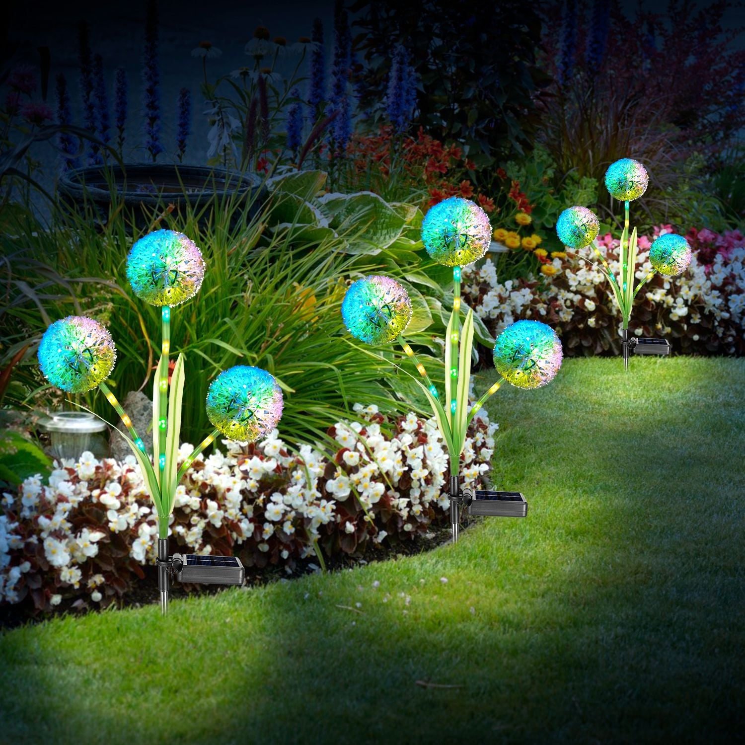 2-Piece: 36 LED Dandelion Solar Lights Outdoor Lighting - DailySale