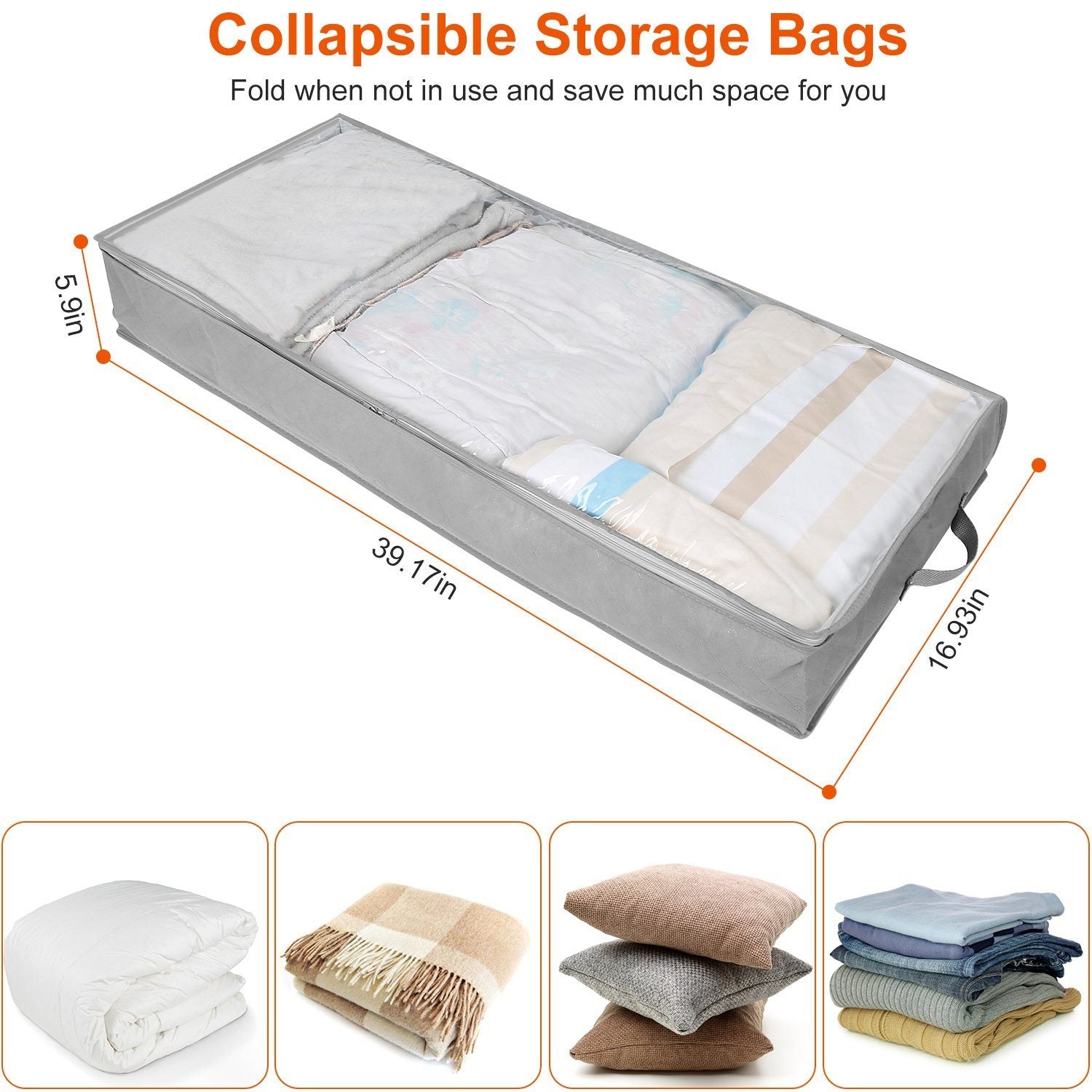 2-Piece: 70L Foldable Underbed Clothes Moisture Proof Zipped Organizer Closet & Storage - DailySale