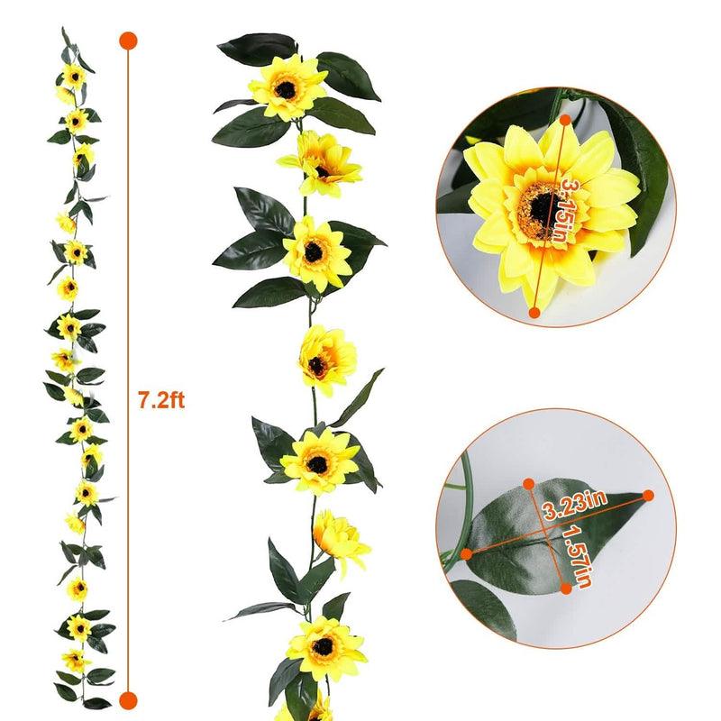 2-Piece: 7.2ft Artificial Silk Sunflower Vines Furniture & Decor - DailySale