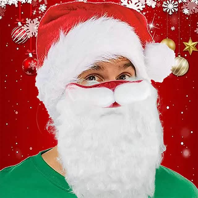 2-Piece: Adult Funny Cosplay Santa Claus Mask Face Holiday Decor & Apparel - DailySale