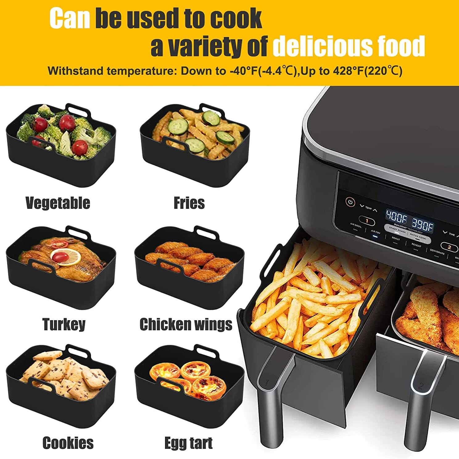 2-Piece: Air Fryer Silicone Pot Kitchen Tools & Gadgets - DailySale