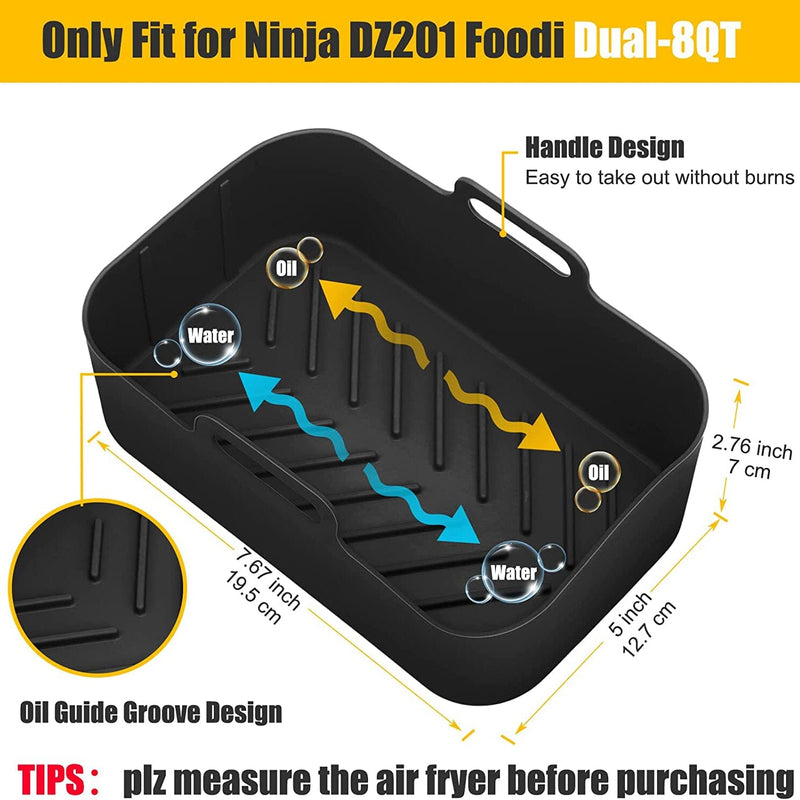 2 Pack Air Fryer Liners Silicone Pot for Ninja Foodi Dual DZ201