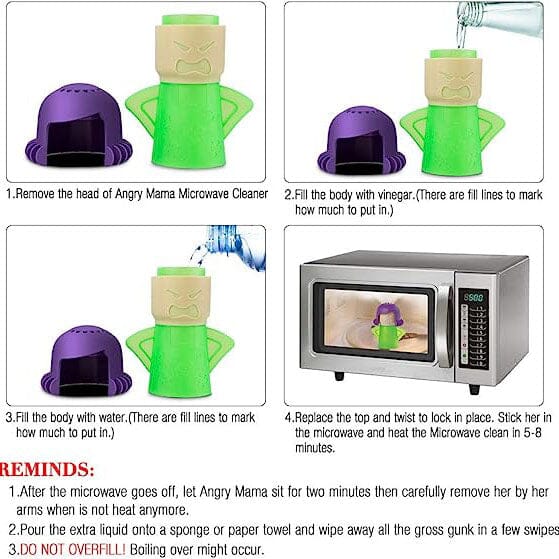Angry Mama Microwave, Oven, Fridge Steam Cleaner Kitchen Appliances Cleaner
