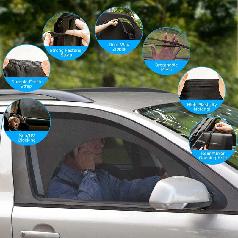 2-Piece: Car Side Window Screen Mesh Cover Automotive - DailySale