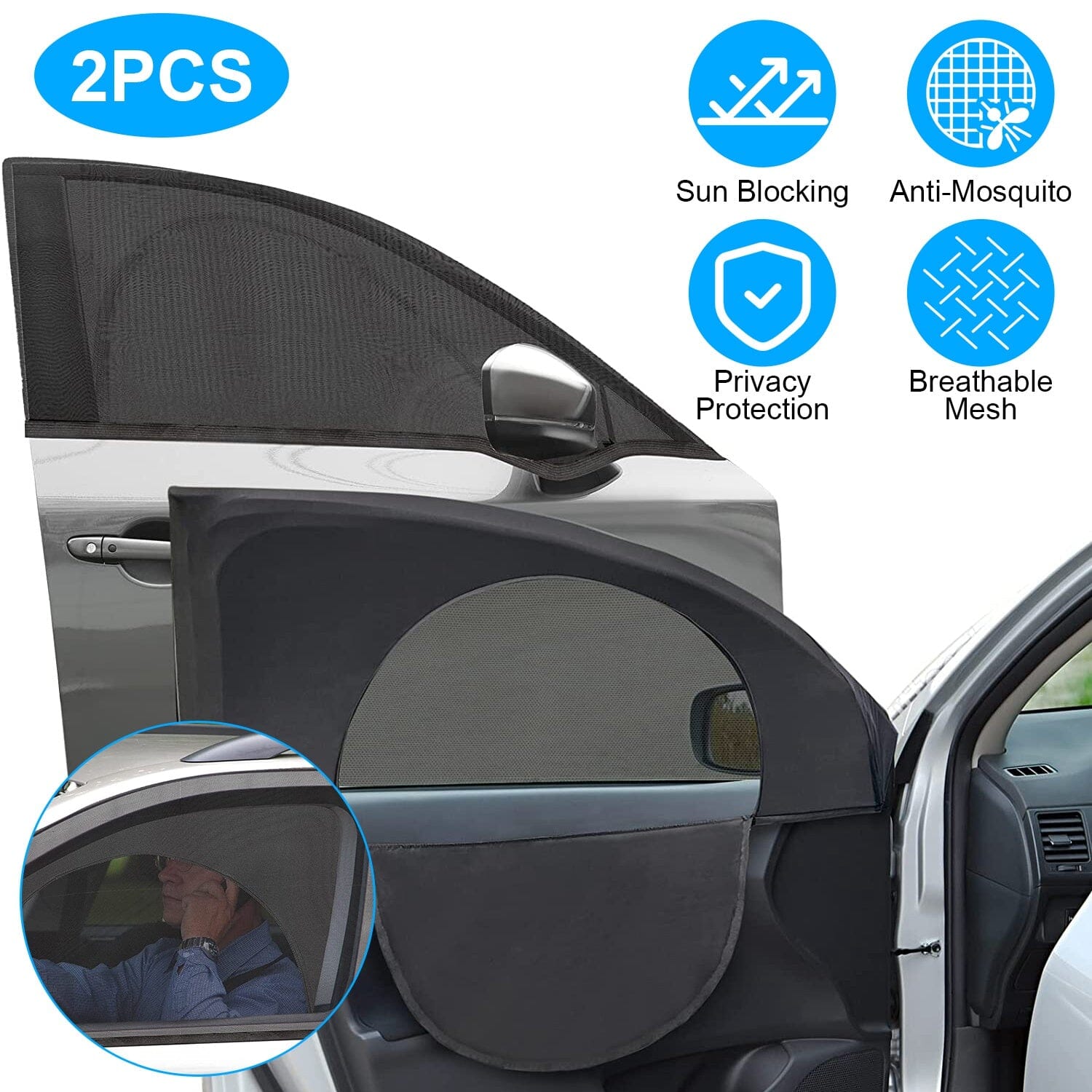 2-Piece: Car Side Window Screen Mesh Cover Automotive - DailySale