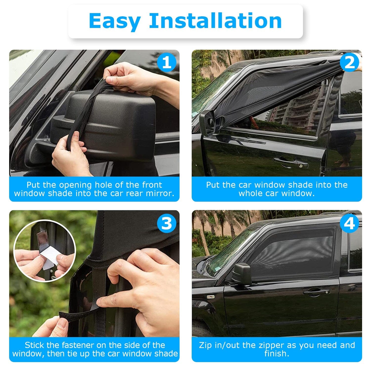 2-Piece: Car Side Window Screen Mesh Cover Automotive - DailySale