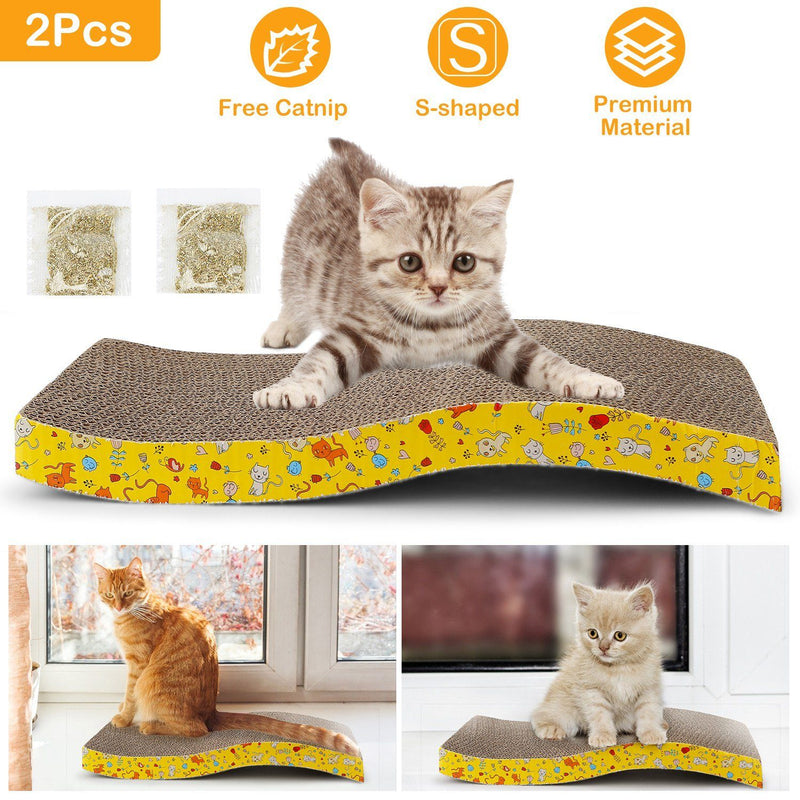 2-Piece: Cardboard S-shaped Curve Cat Scratching Pad Pet Supplies - DailySale
