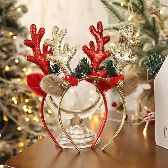 2-Piece: Christmas Deer Horn Bell Head Buckle Holiday Decor & Apparel - DailySale