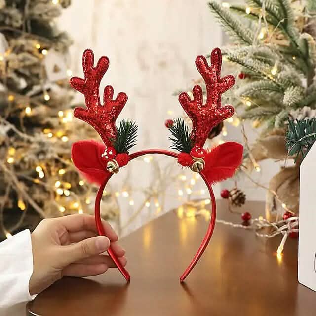 2-Piece: Christmas Deer Horn Bell Head Buckle Holiday Decor & Apparel - DailySale