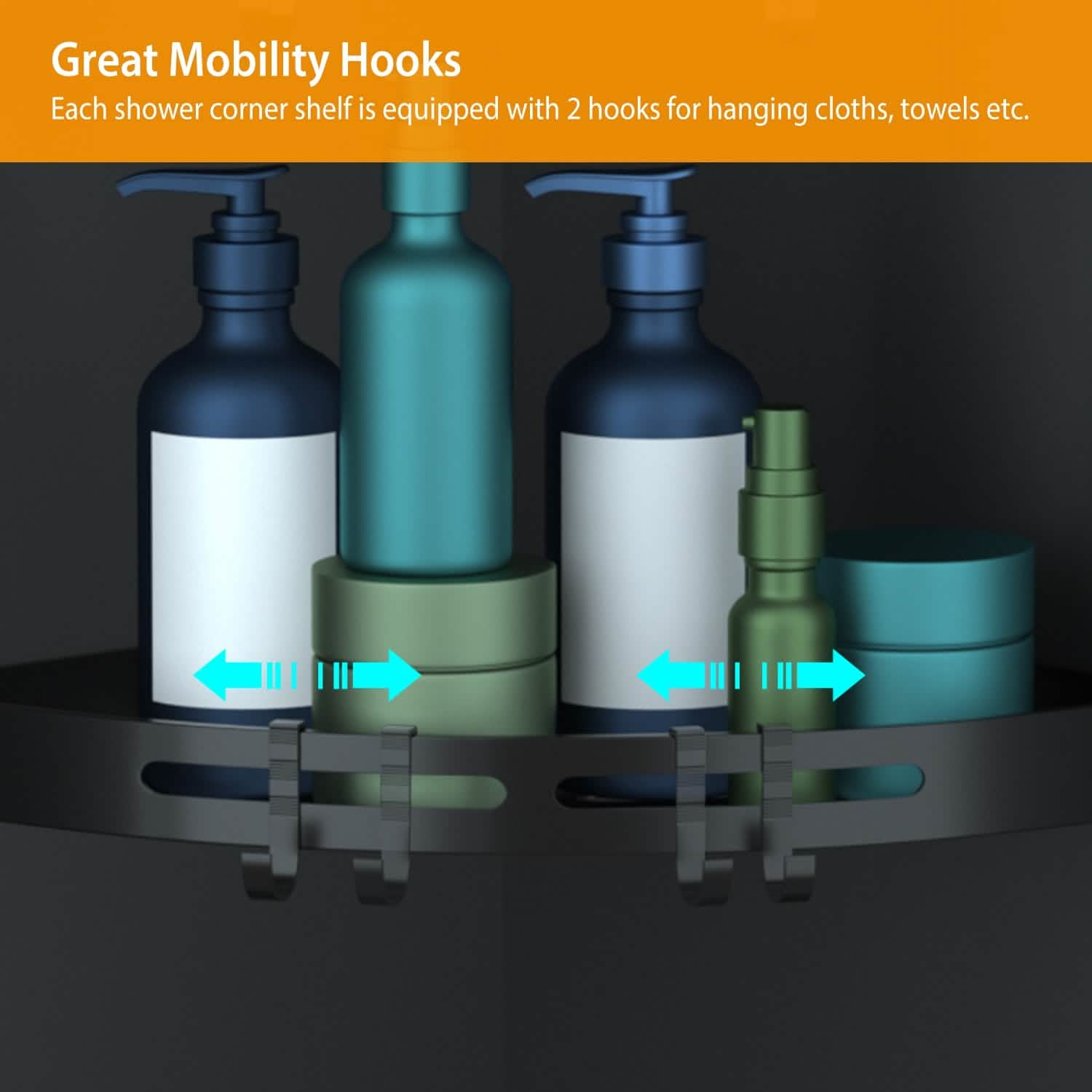 2-Piece: Corner Shower Caddy Shelf Bath - DailySale