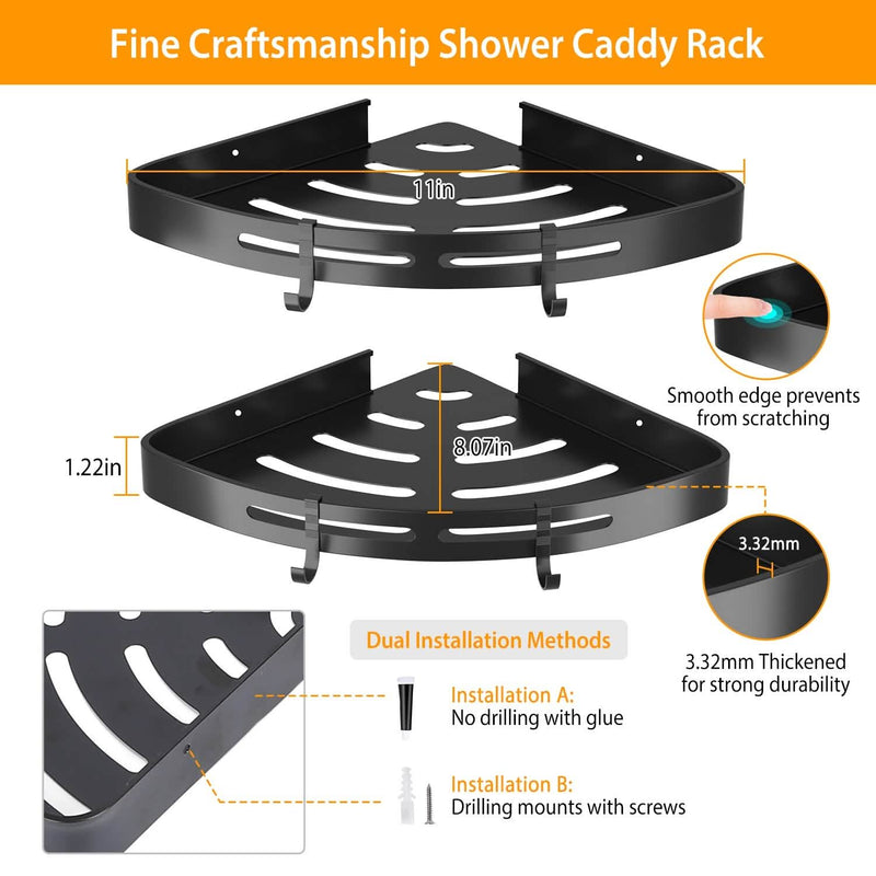 2-Piece: Corner Shower Caddy Shelf Bath - DailySale