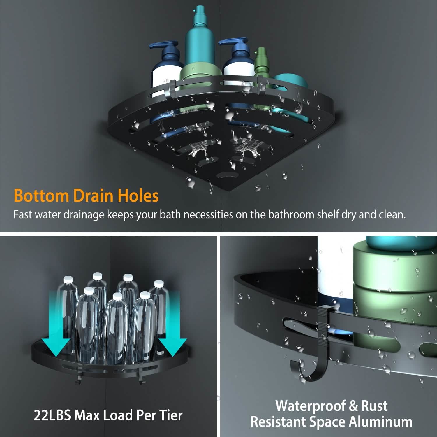 2-Piece: Corner Shower Caddy Shelf Bath - DailySale