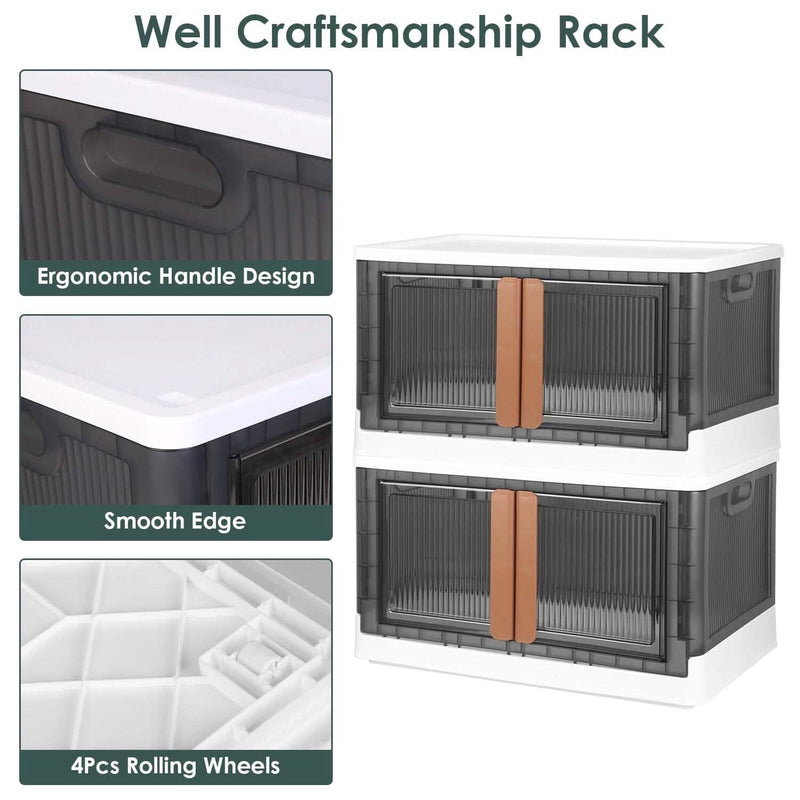 2-Piece: Foldable Stackable Storage Bins with Lid Closet & Storage - DailySale