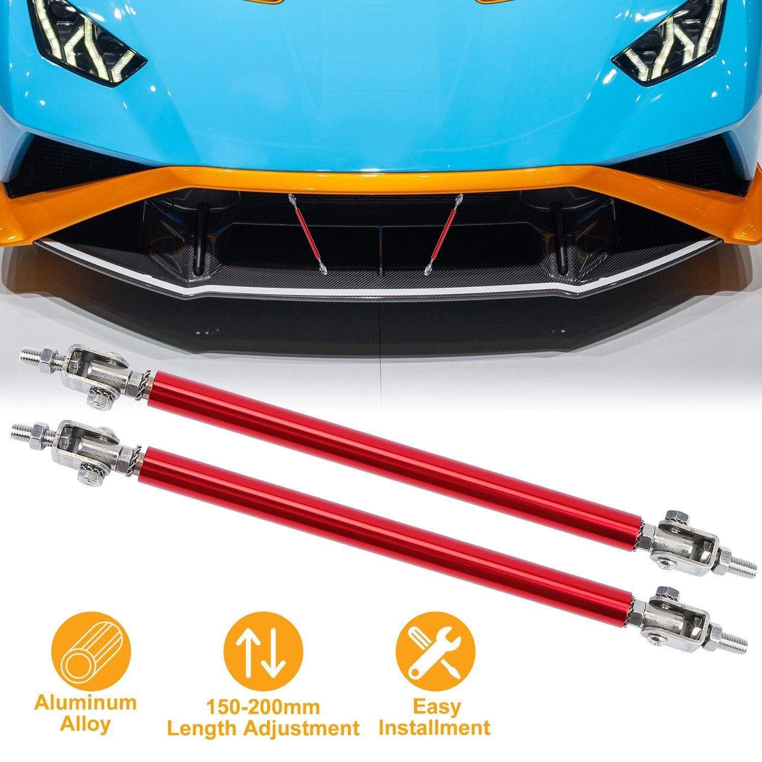 2-Piece: Front Bumper Lip Splitter Rod Automotive - DailySale