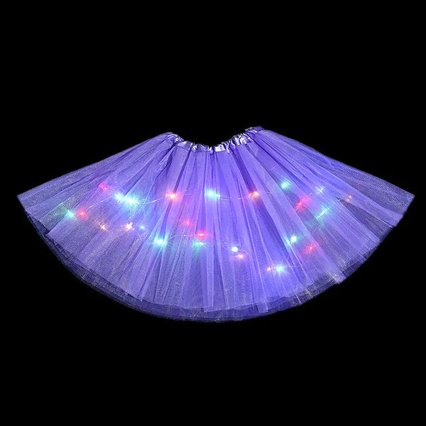 2-Piece: Girl's Skirt with LED Lights Kids' Clothing Purple - DailySale