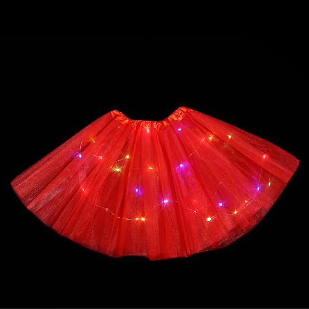 2-Piece: Girl's Skirt with LED Lights Kids' Clothing Red - DailySale