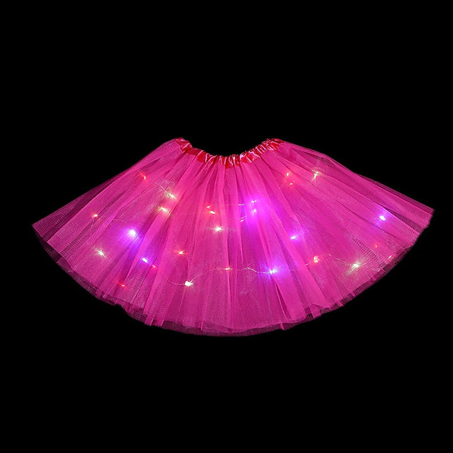 2-Piece: Girl's Skirt with LED Lights Kids' Clothing Rose Red - DailySale