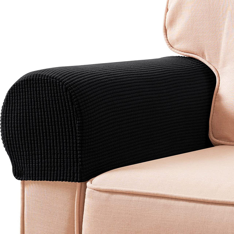 2-Piece: Jacquard Sofa Armrest Slipcover Furniture & Decor Black - DailySale