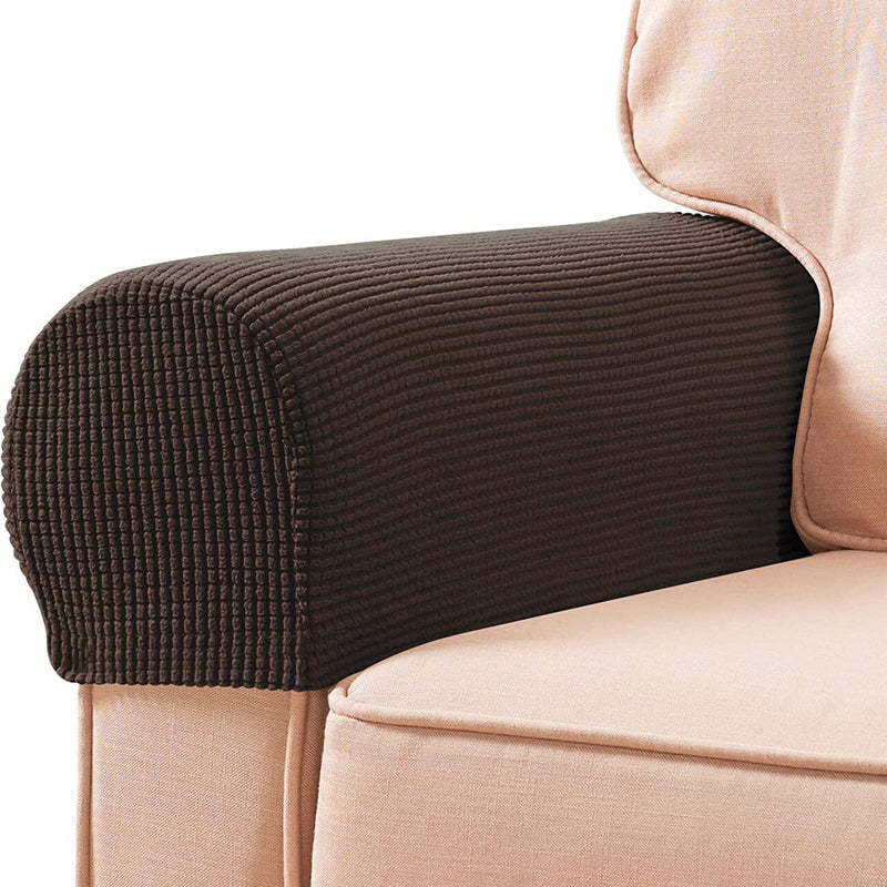 2-Piece: Jacquard Sofa Armrest Slipcover Furniture & Decor Chocolate - DailySale