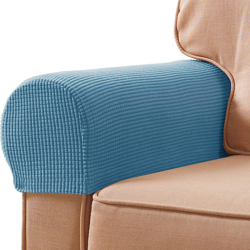 2-Piece: Jacquard Sofa Armrest Slipcover Furniture & Decor Denim Blue - DailySale