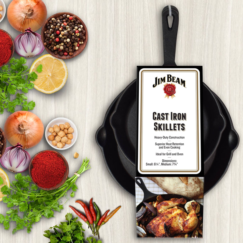 2-Piece: Jim Beam Cast Iron Skillets Kitchen Essentials - DailySale