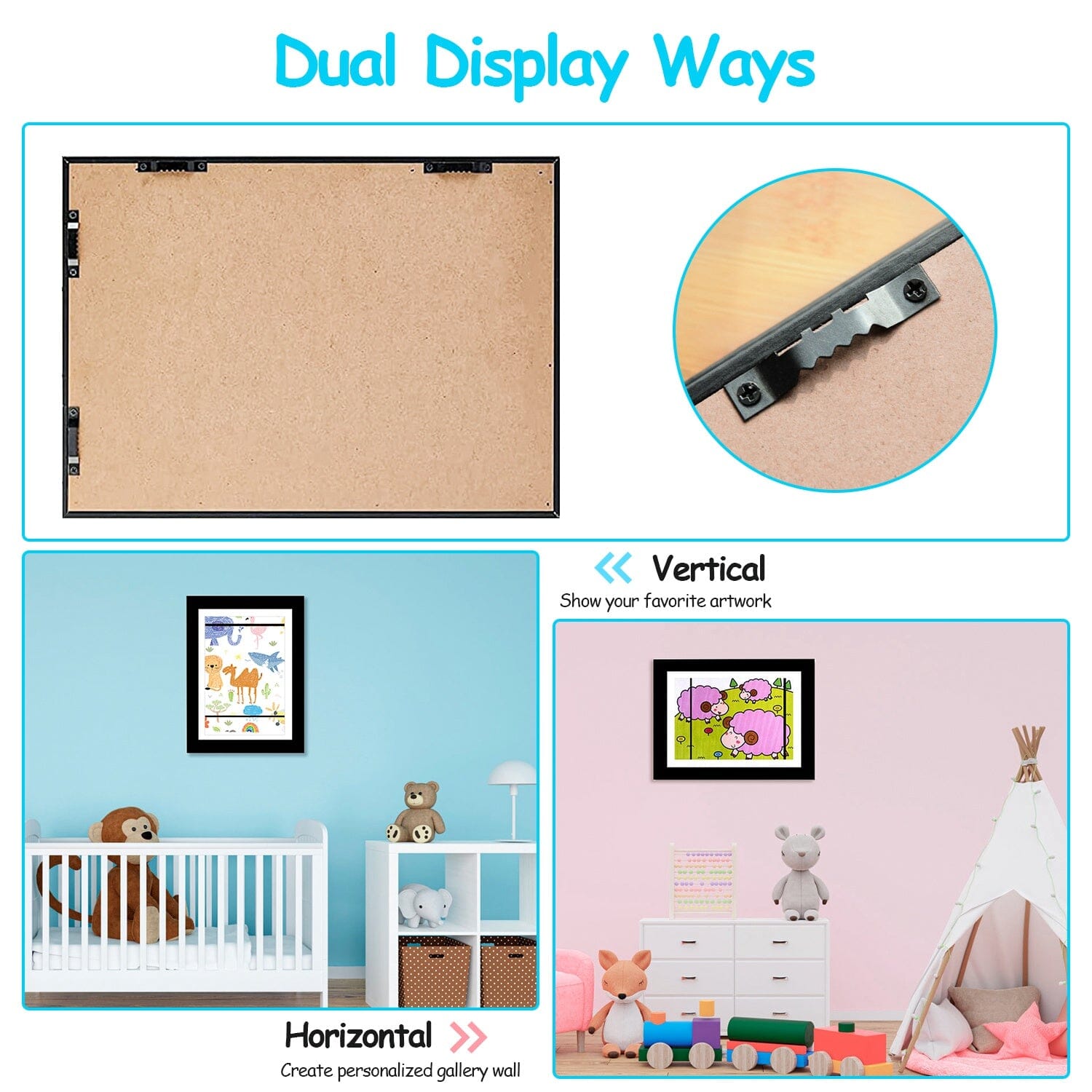 2-Piece: Kids Art Frame Front Opening Wooden Picture Frame Arts & Crafts - DailySale