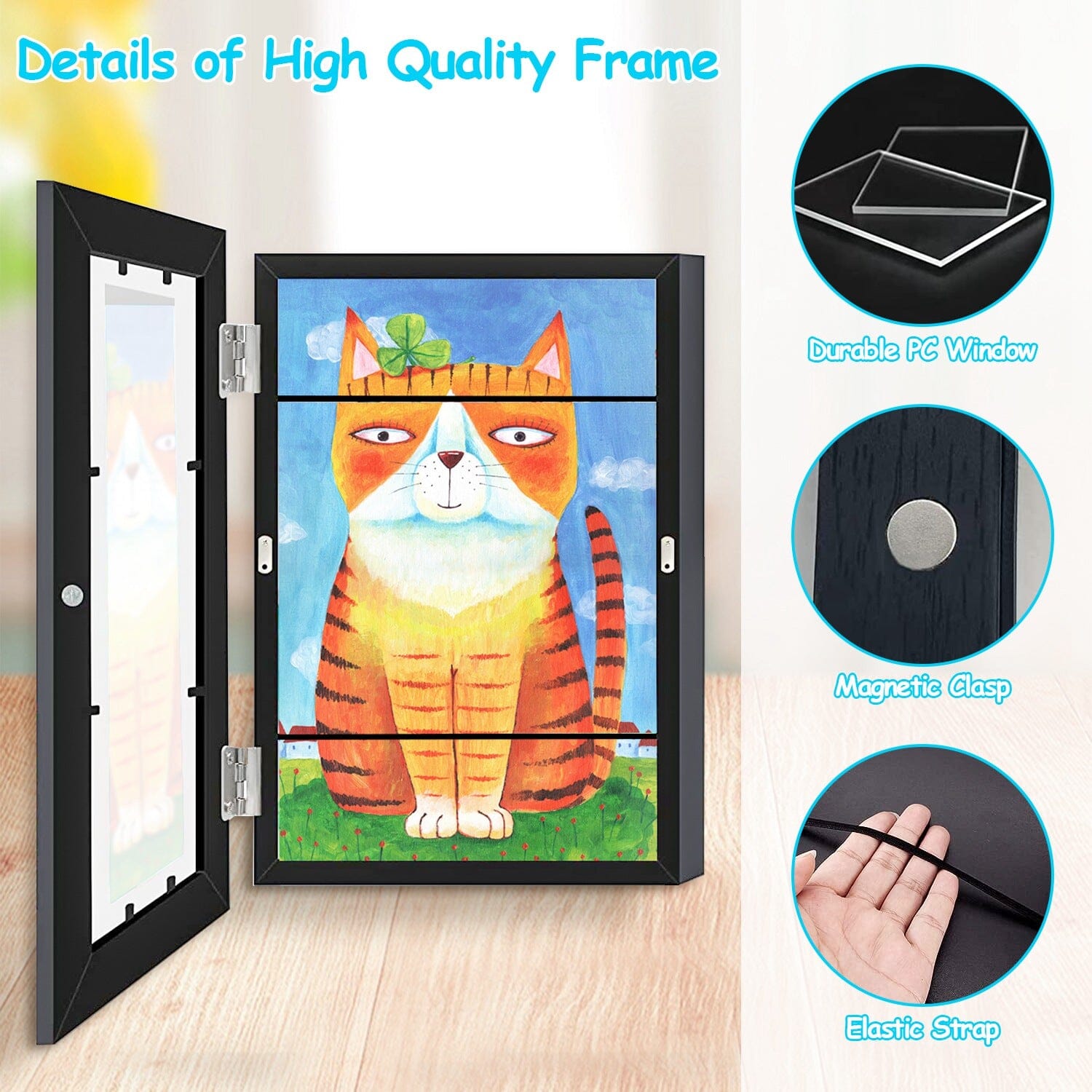 2-Piece: Kids Art Frame Front Opening Wooden Picture Frame Arts & Crafts - DailySale