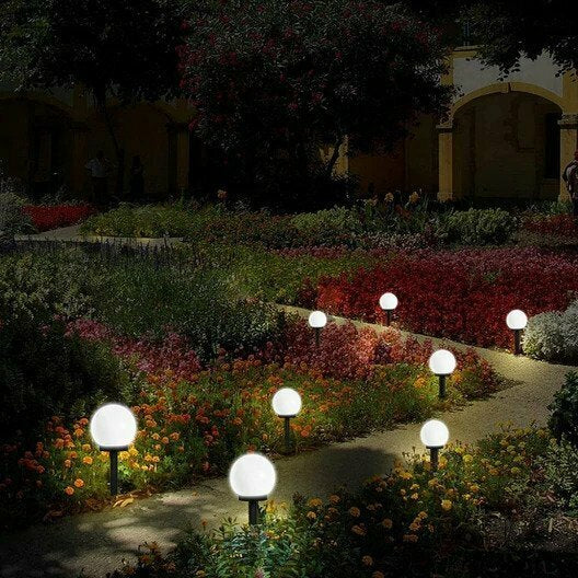 2-Piece: LED Outdoor Globe Powered Garden Light Outdoor Lighting - DailySale