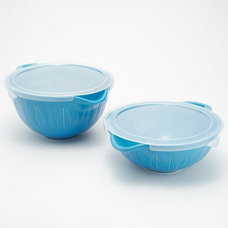 2-Piece: Mad Hungry Lip'n'Loop Mixing Bowl with Lids Kitchen & Dining Blue - DailySale