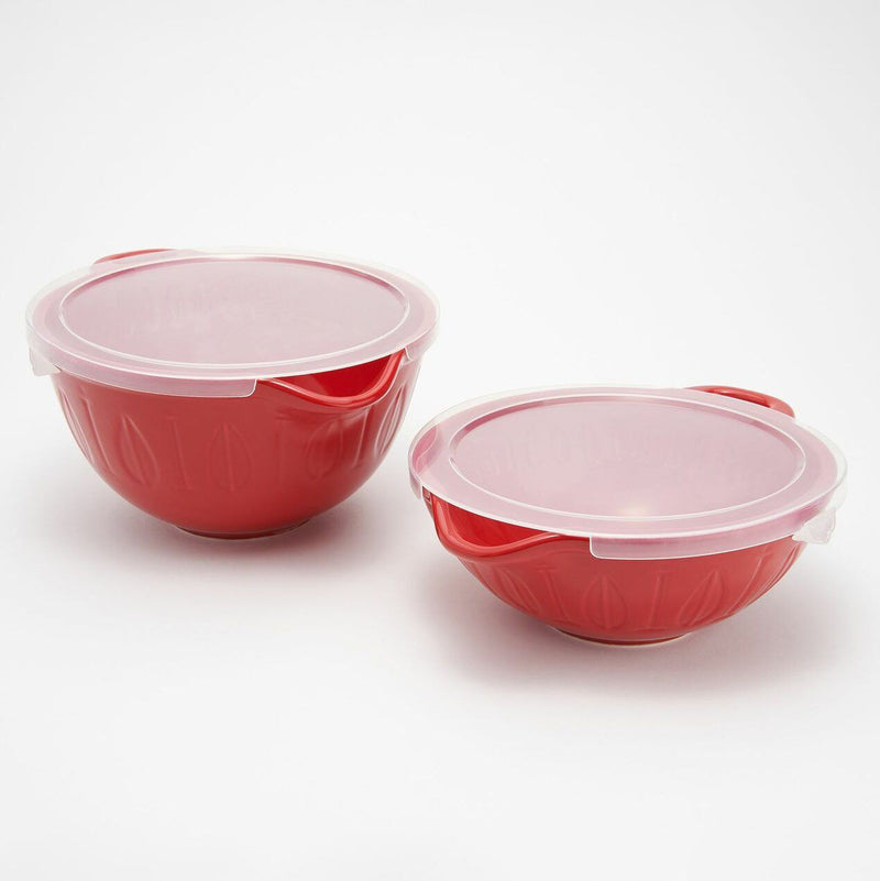 2-Piece: Mad Hungry Lip'n'Loop Mixing Bowl with Lids Kitchen & Dining Red - DailySale