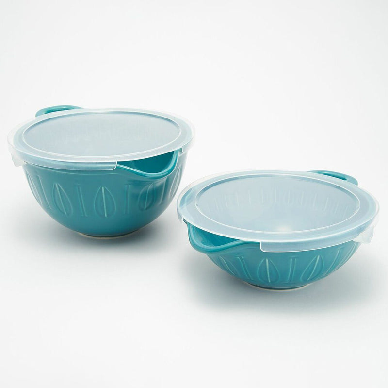 2-Piece: Mad Hungry Lip'n'Loop Mixing Bowl with Lids Kitchen & Dining Turquoise - DailySale
