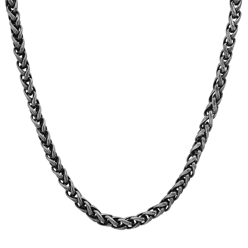 2-Piece: Men's Oxidized Stainless Steel Wheat Chain Necklace and Bracelet Set Men's Accessories - DailySale